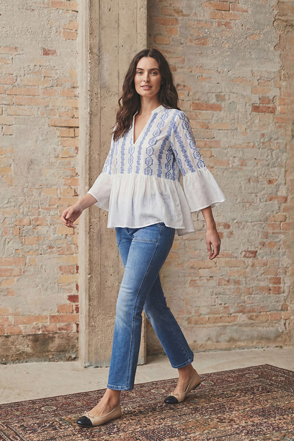 Isay - Mina Blouse Blue Flower Vine - 2