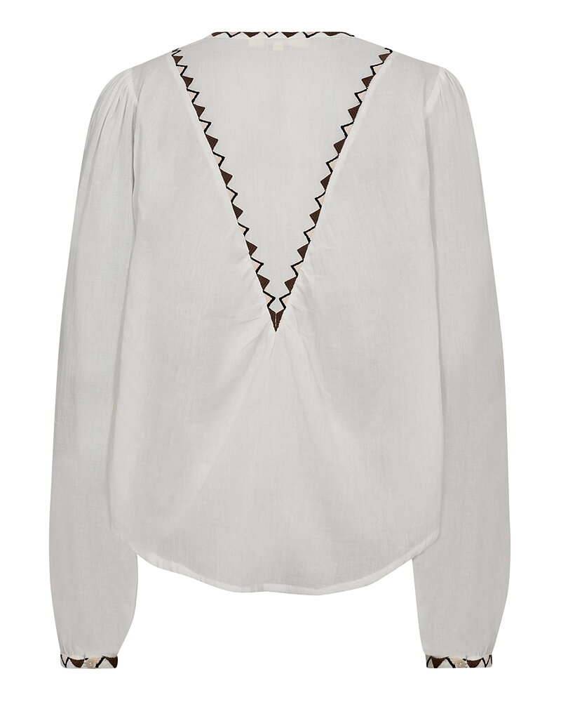 Blus Zilla offwhite med bruna & gula detaljer