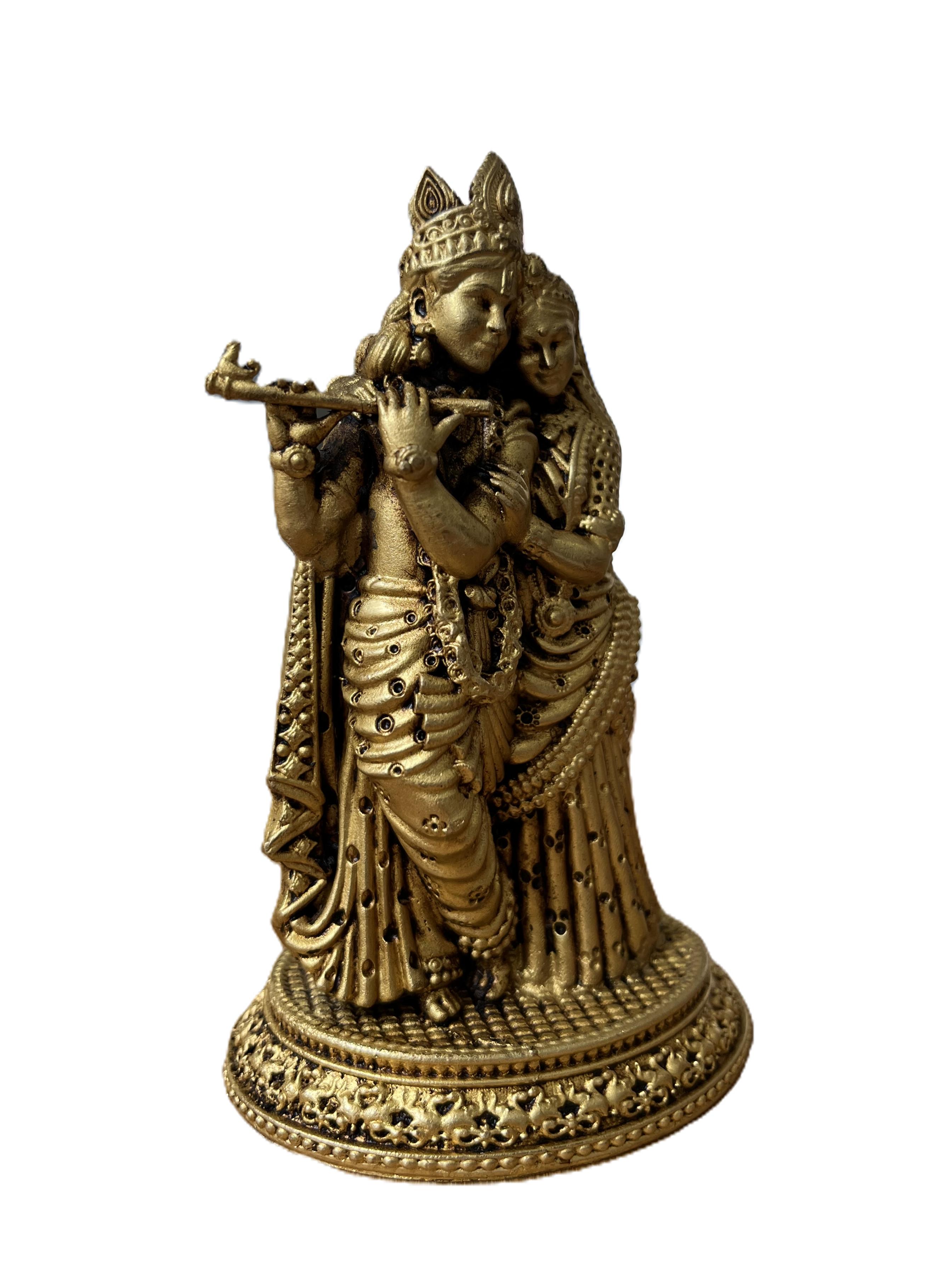 Radha Krishna Statue brass 11cm - 3