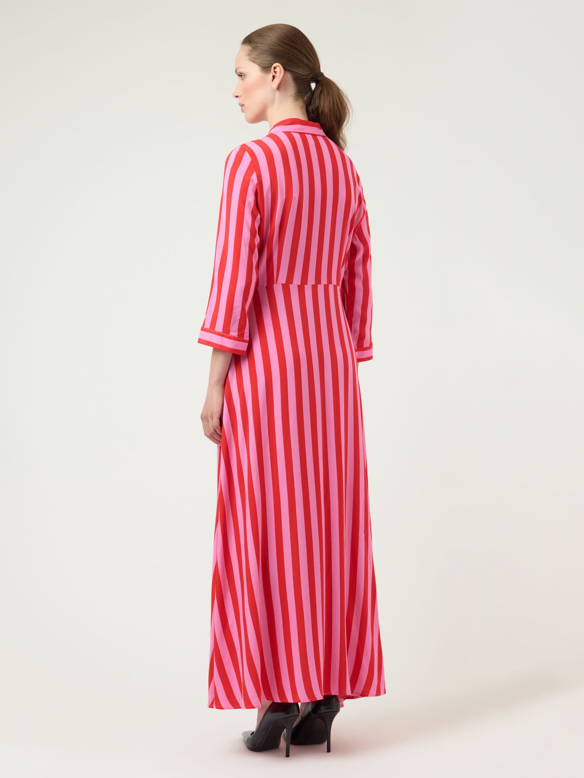 Yassavanna Long Shirt Dress - Pink/Red - YAS