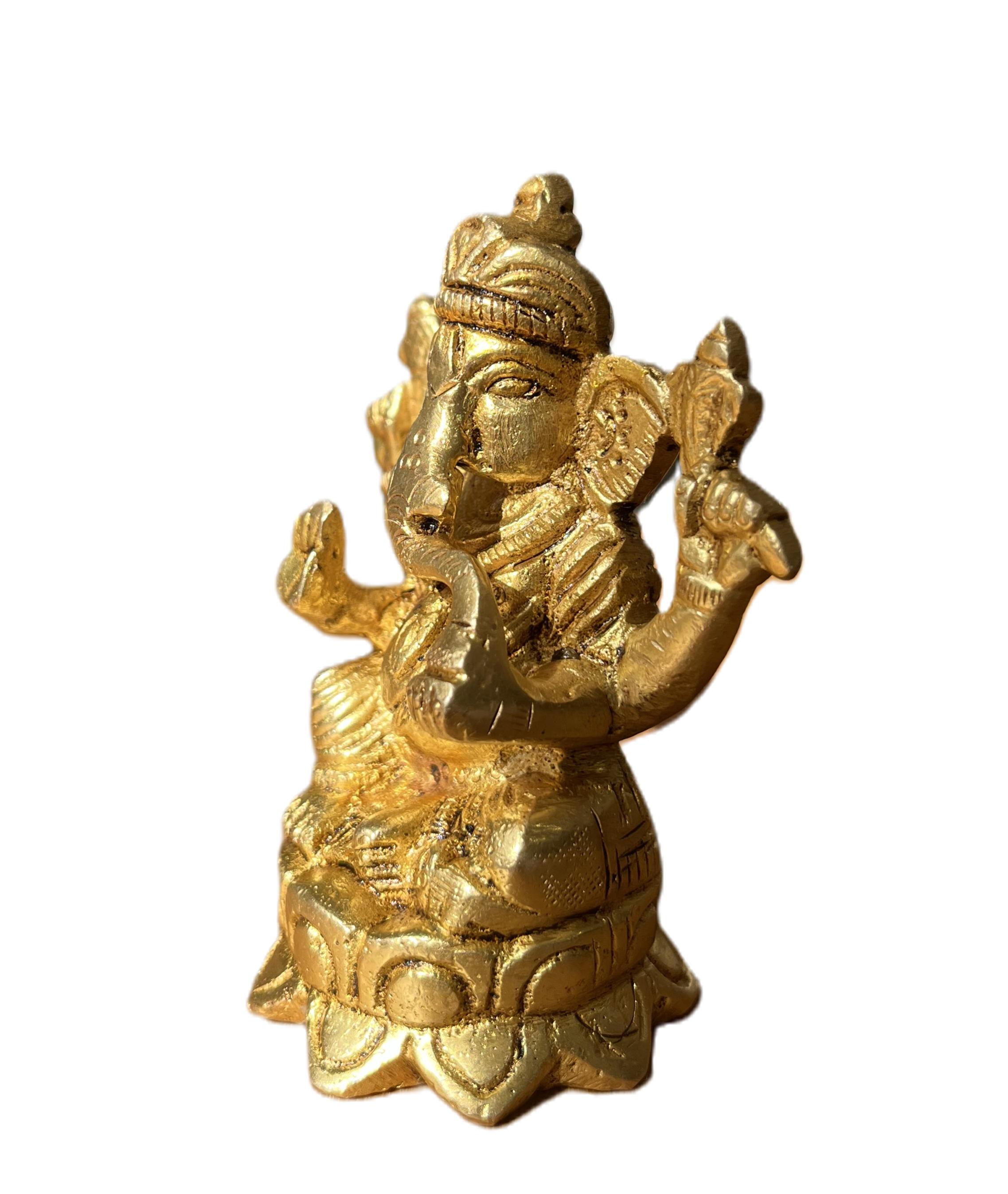 Ganpati Statue Brass Heavy 8cm - 2