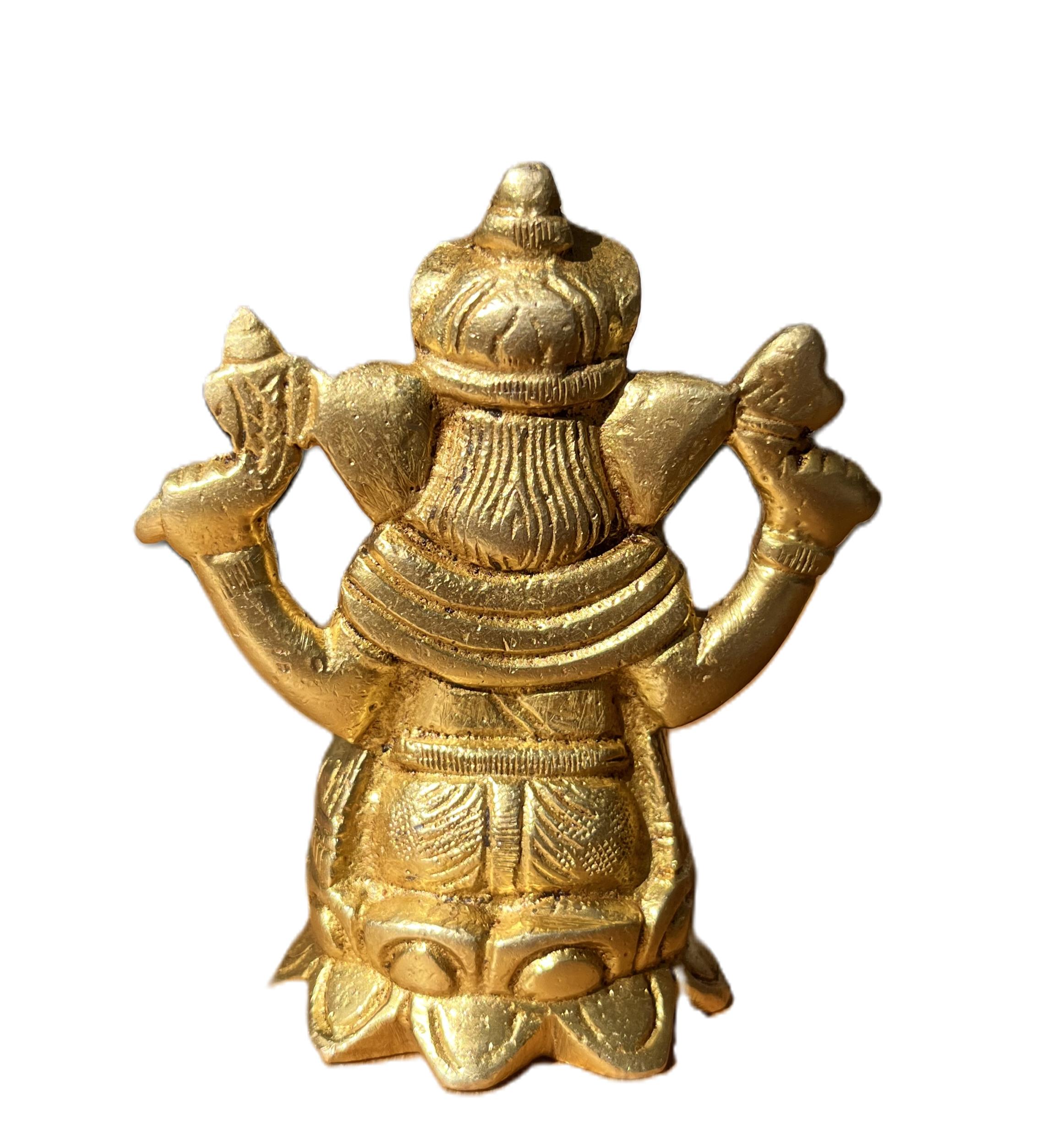Ganpati Statue Brass Heavy 8cm - 3