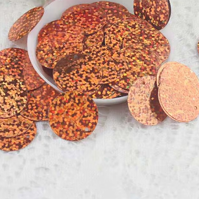 PALJETTER | Runda - orange/koppar hologram