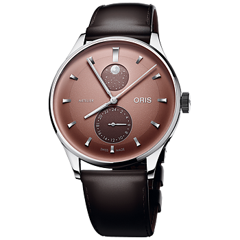 Oris Artelier Complication 39,5 rödbrun med läderband