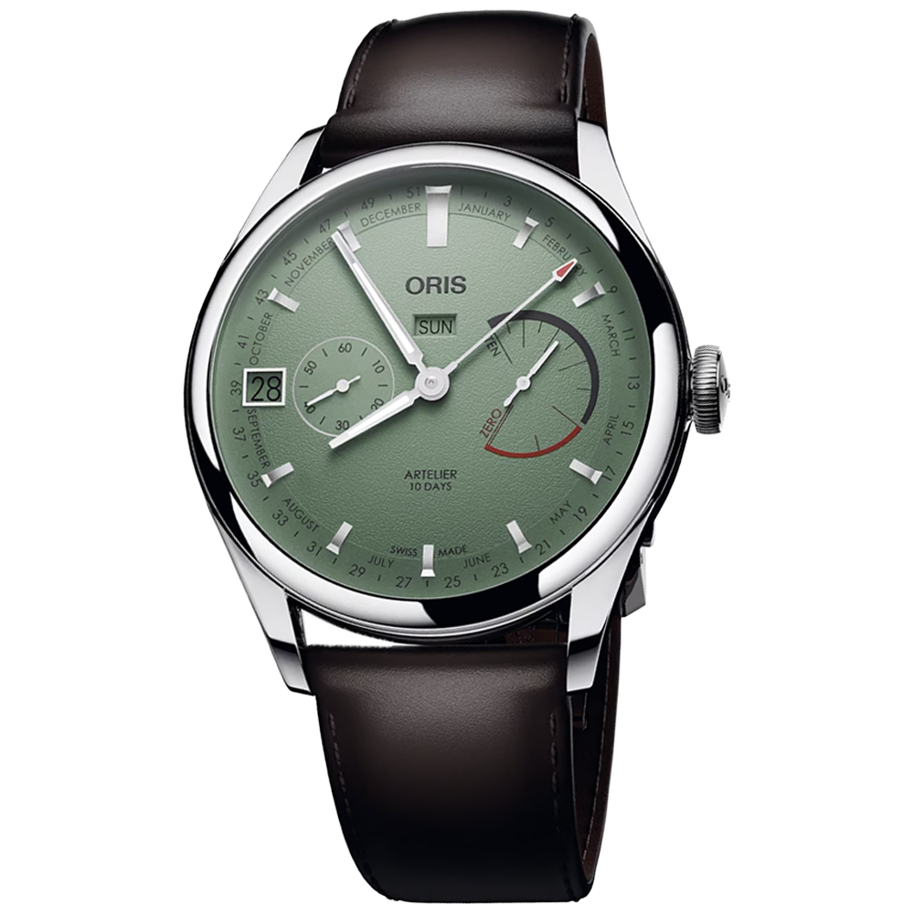 01 113 7806 4057-07 5 22 96FC Oris Artelier Calibre 113, 43 grön med läderband