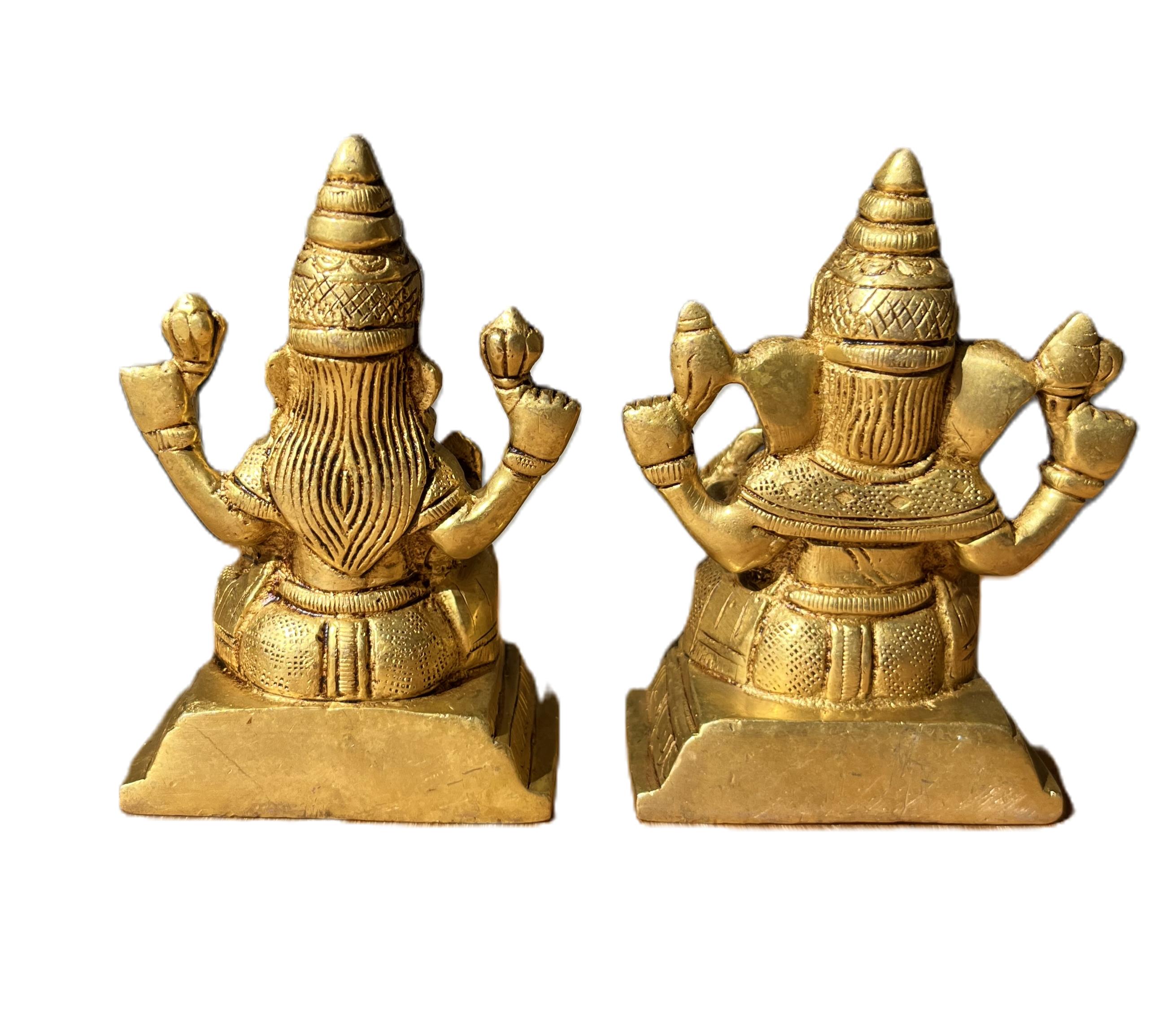 Laxmi and Ganesh Heavy Statues Set of Two Brass, 9cm - 3