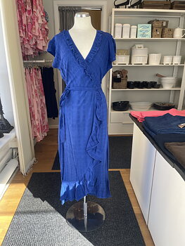 Coconut Milk Long Wrap Dress Blue
