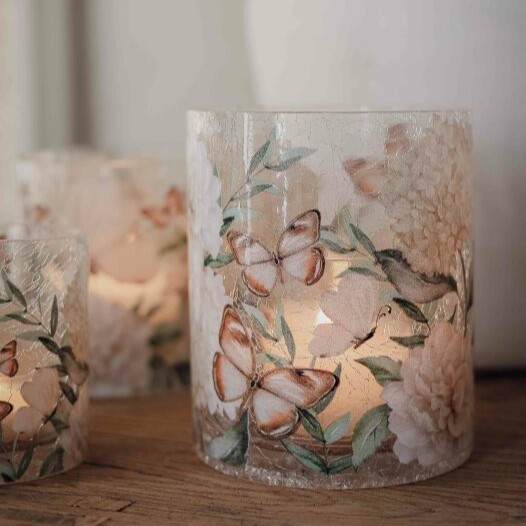 Lykta "Hortensia & Butterflies" Majas Cottage - Stor