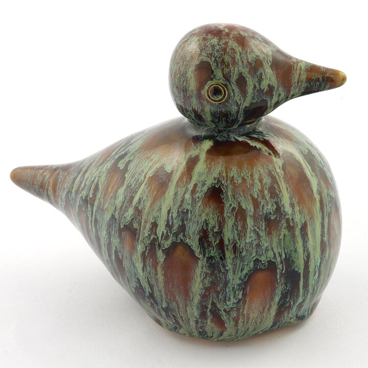Gunnar Andersson (1980s) Green/Brown Rounded Bird 15/12 cm