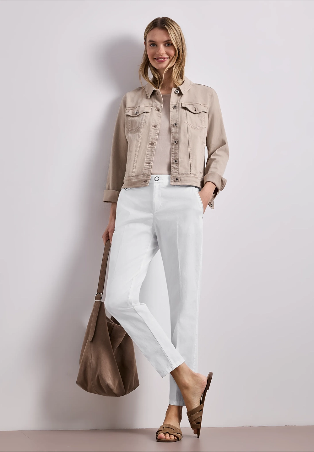 Chinos i avslappnad passform off white - 3