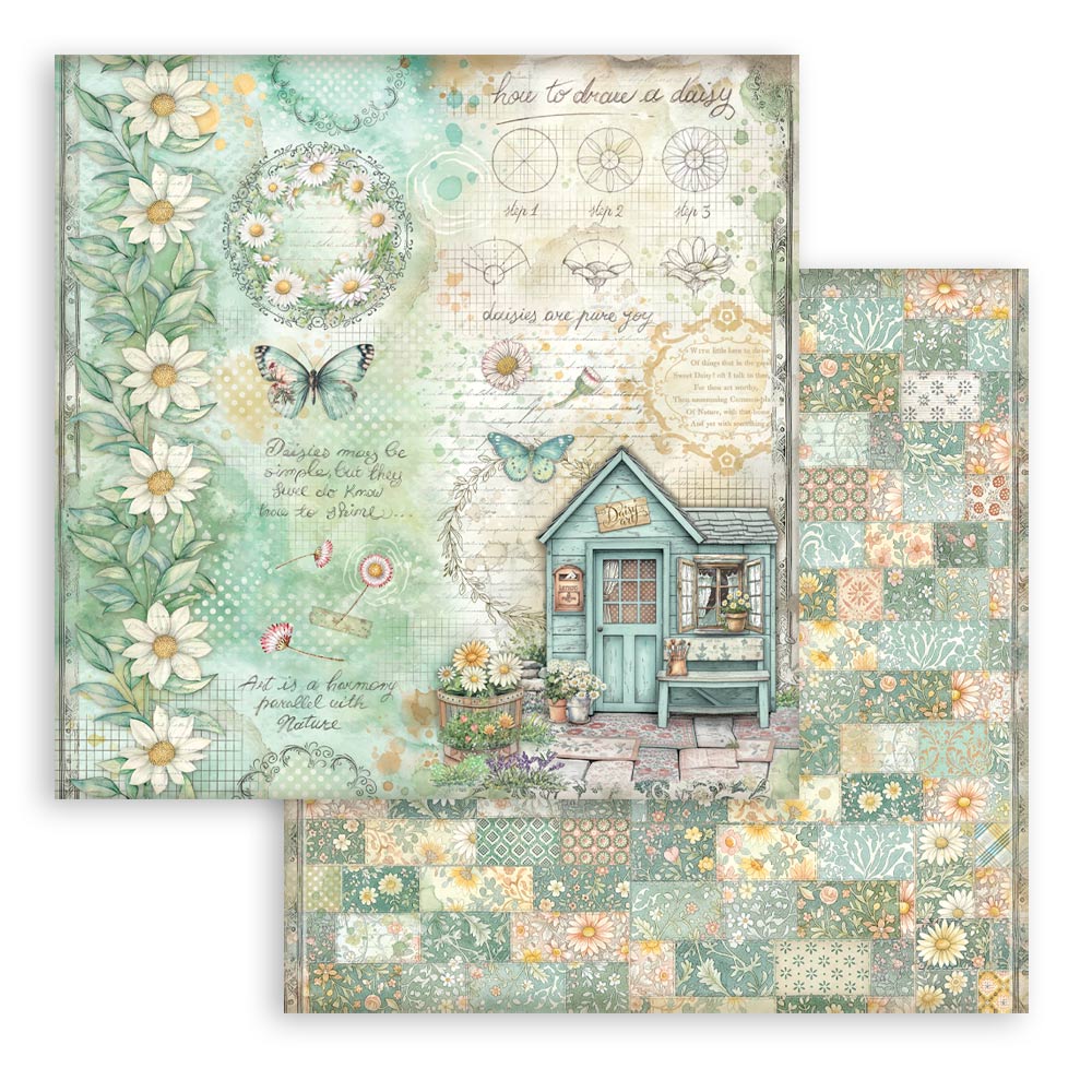 Stamperia - Daisy Art - 10 olika dubbelsidiga ark 12x12 - 6