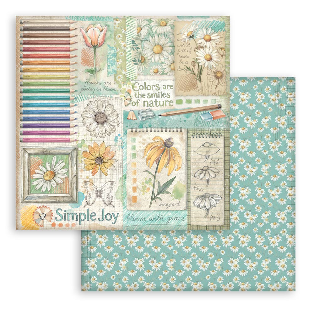 Stamperia - Daisy Art - 10 olika dubbelsidiga ark 12x12 - 9