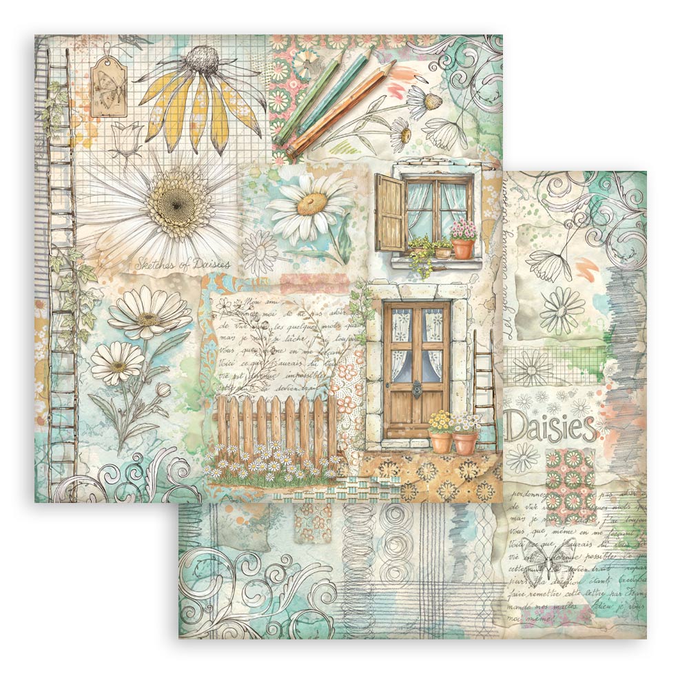 Stamperia - Daisy Art - 10 olika dubbelsidiga ark 12x12 - 8