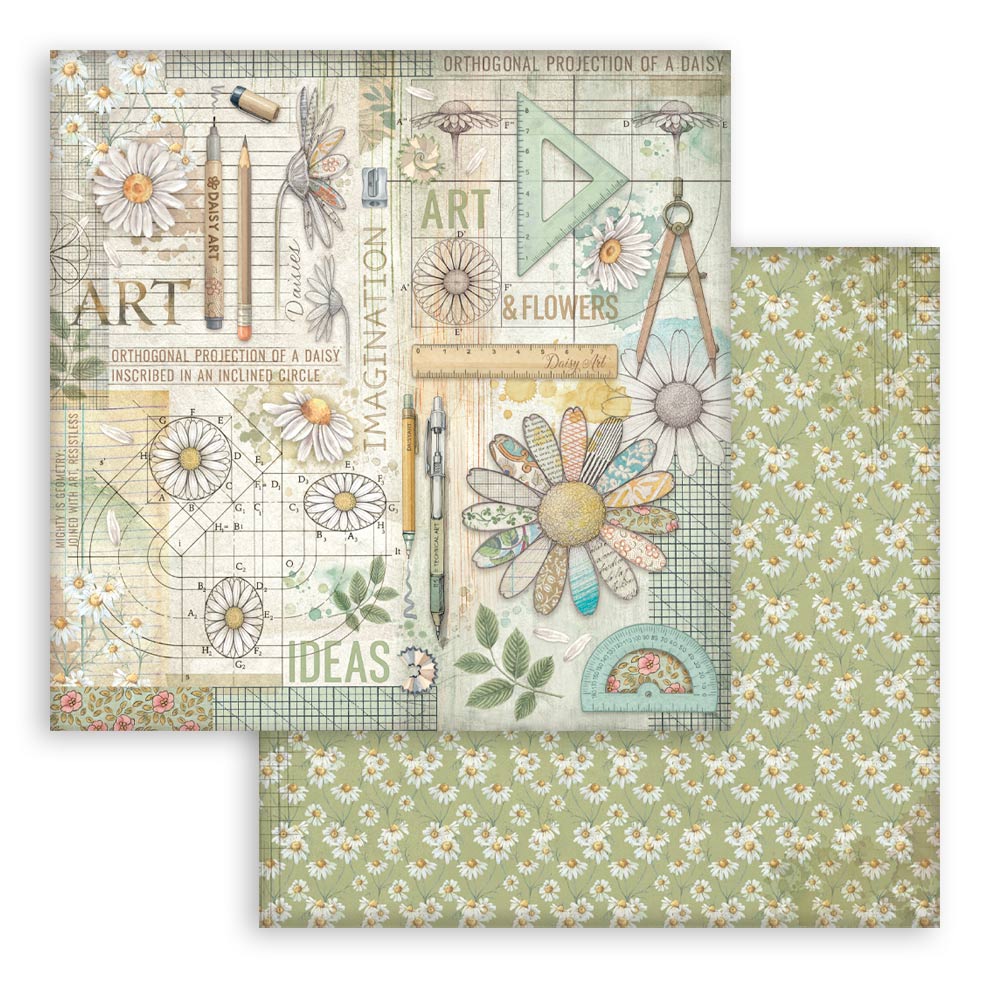 Stamperia - Daisy Art - 10 olika dubbelsidiga ark 12x12 - 11