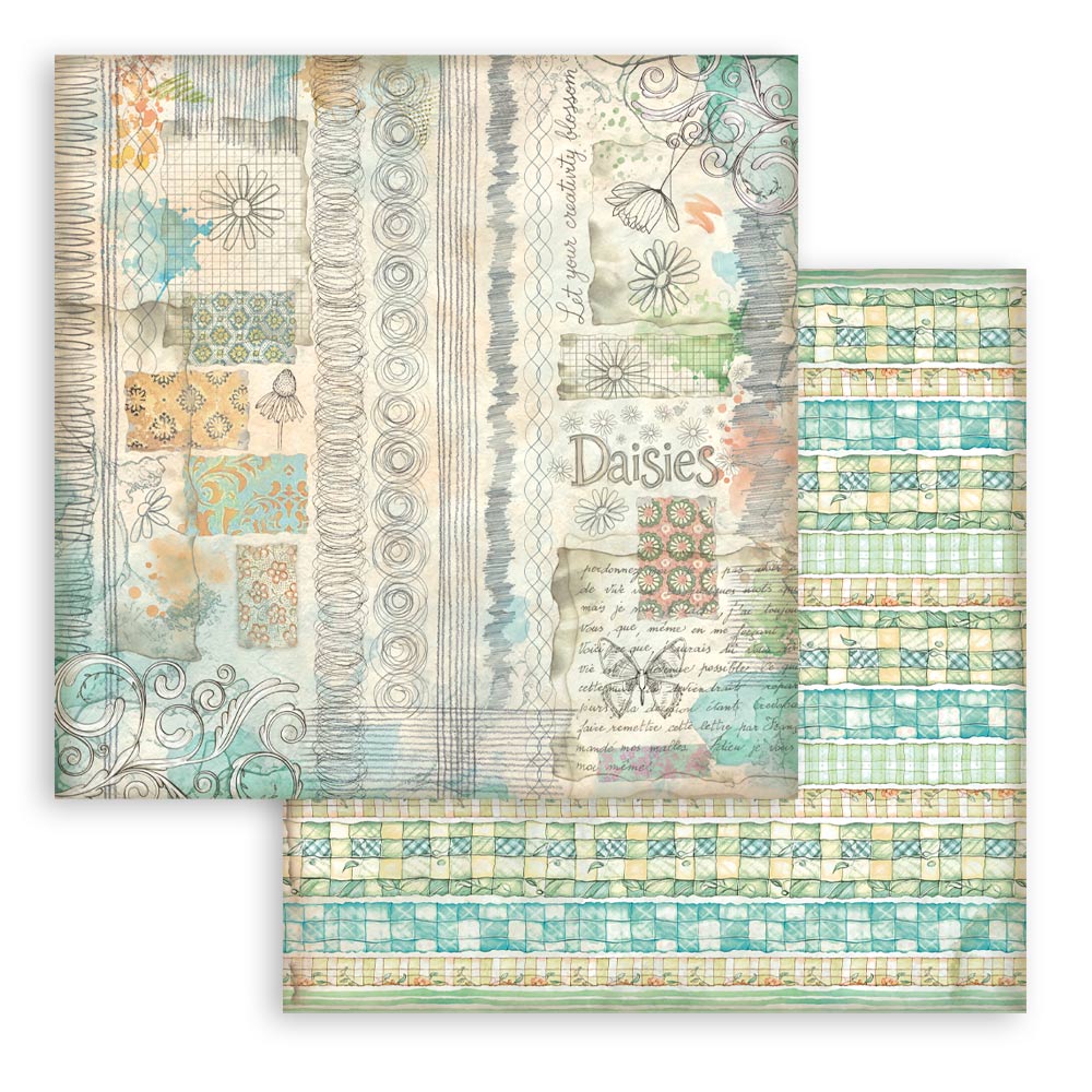 Stamperia - Daisy Art Background selection  - 10 olika dubbelsidiga ark 12x12 - 8