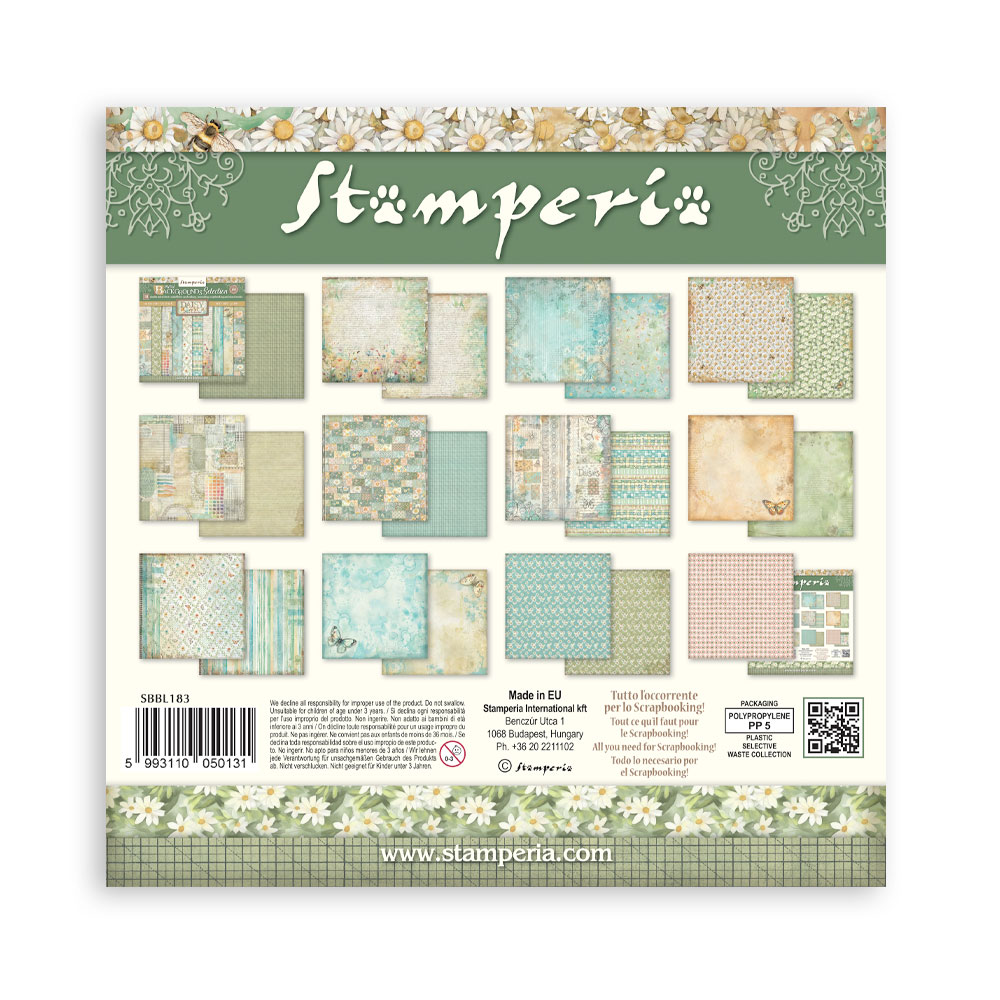Stamperia - Daisy Art Background selection  - 10 olika dubbelsidiga ark 12x12