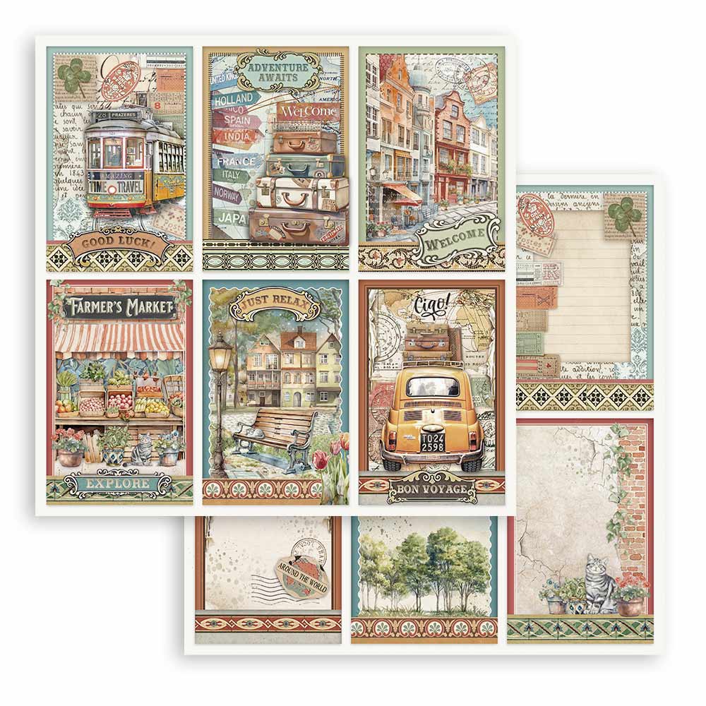 Stamperia - Art of Travelling - 10 olika dubbelsidiga ark 12x12 - 9