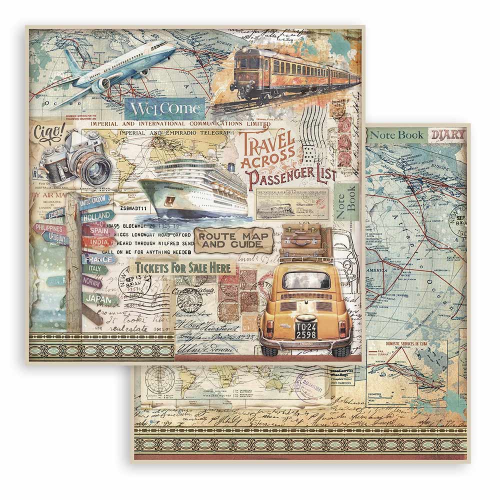 Stamperia - Art of Travelling - 10 olika dubbelsidiga ark 12x12 - 5