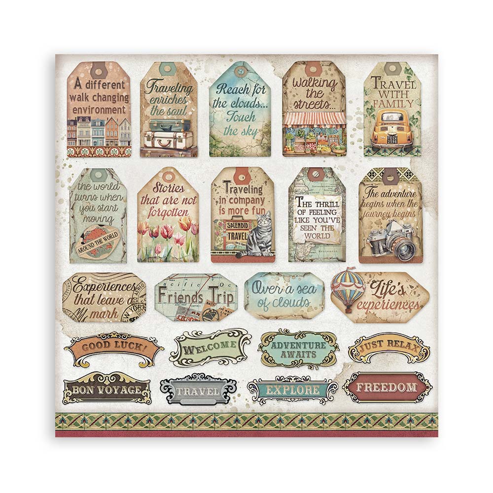 Stamperia - Art of Travelling - 10 olika dubbelsidiga ark 12x12 - 13