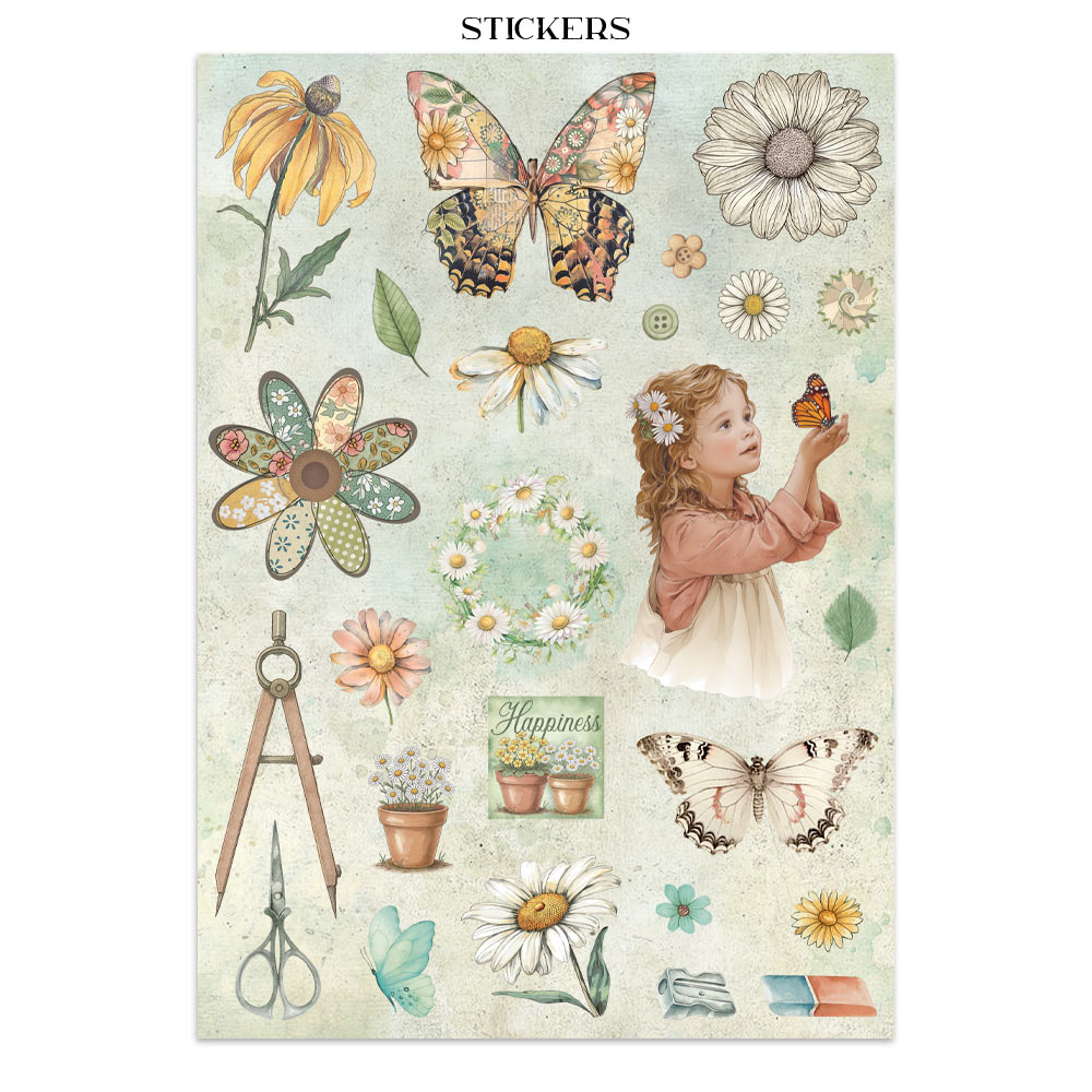 Stamperia - Printed Art Junk journal: stickers, cut-outs, backgrounds for Art and Craft - Daisy Art - 15