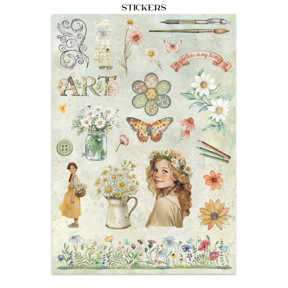 Stamperia - Printed Art Junk journal: stickers, cut-outs, backgrounds for Art and Craft - Daisy Art - 10
