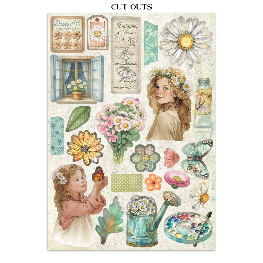 Stamperia - Printed Art Junk journal: stickers, cut-outs, backgrounds for Art and Craft - Daisy Art - 6