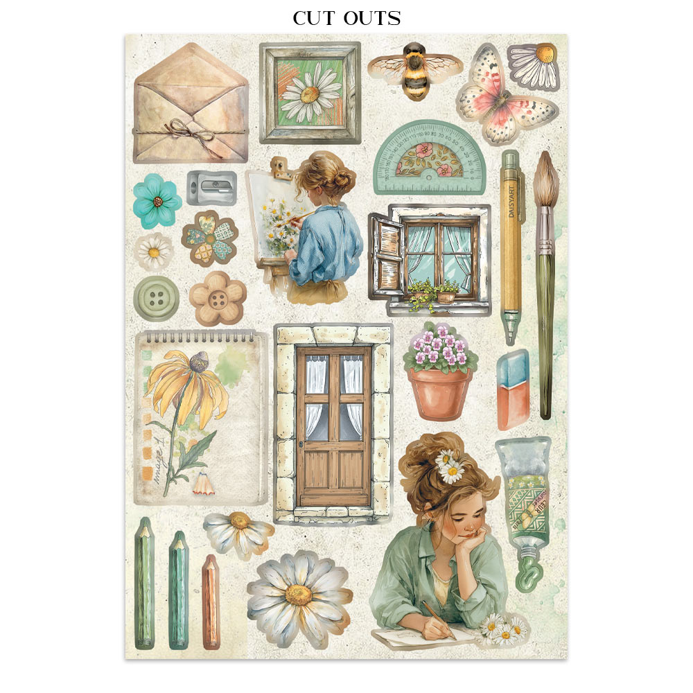 Stamperia - Printed Art Junk journal: stickers, cut-outs, backgrounds for Art and Craft - Daisy Art - 5