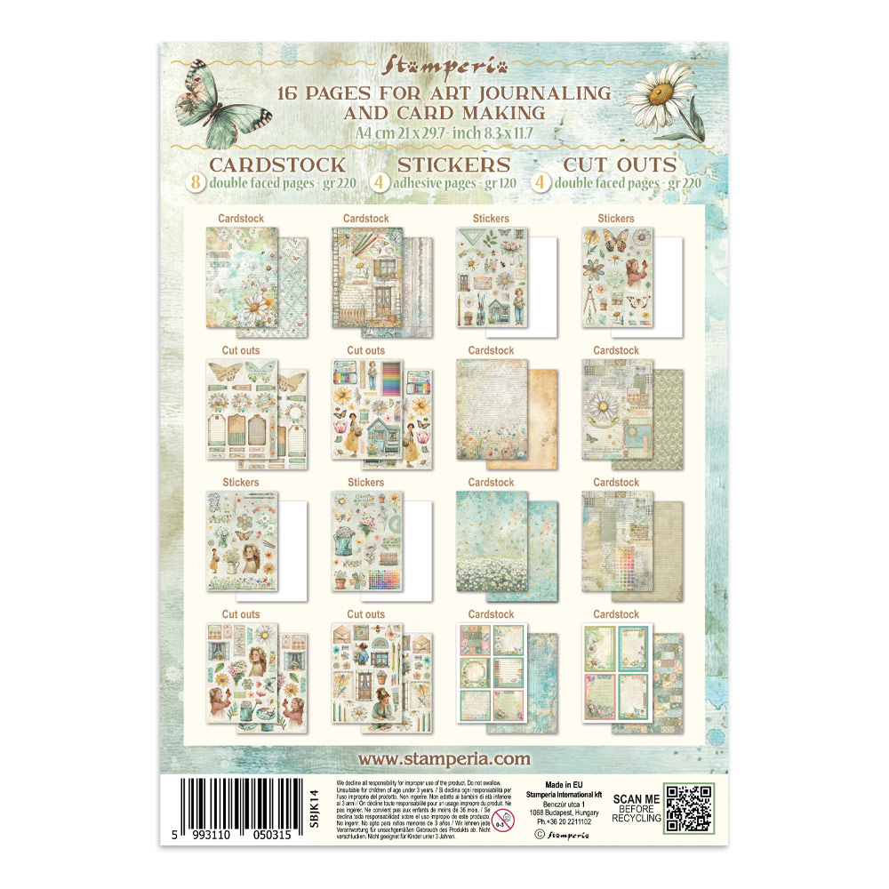 Stamperia - Printed Art Junk journal: stickers, cut-outs, backgrounds for Art and Craft - Daisy Art
