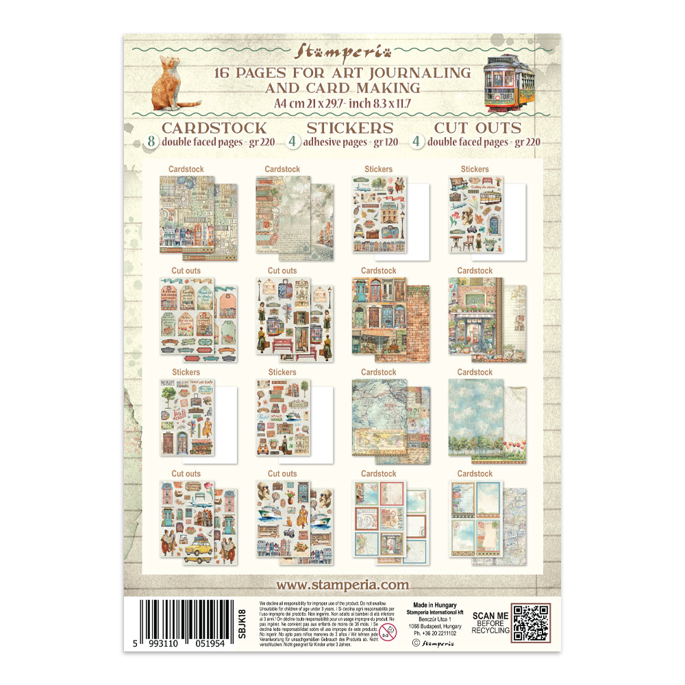 Stamperia - Printed Art Junk journal: stickers, cut-outs, backgrounds for Art and Craft - Art of Travelling
