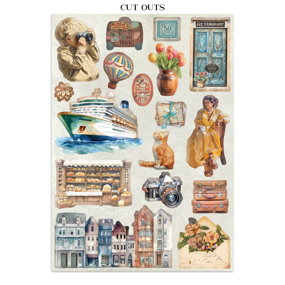 Stamperia - Printed Art Junk journal: stickers, cut-outs, backgrounds for Art and Craft - Art of Travelling - 5