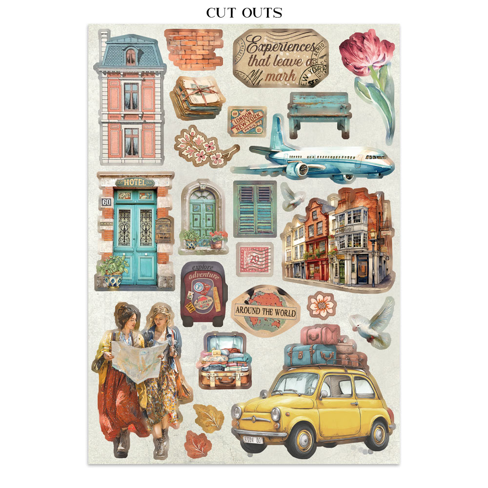 Stamperia - Printed Art Junk journal: stickers, cut-outs, backgrounds for Art and Craft - Art of Travelling - 6