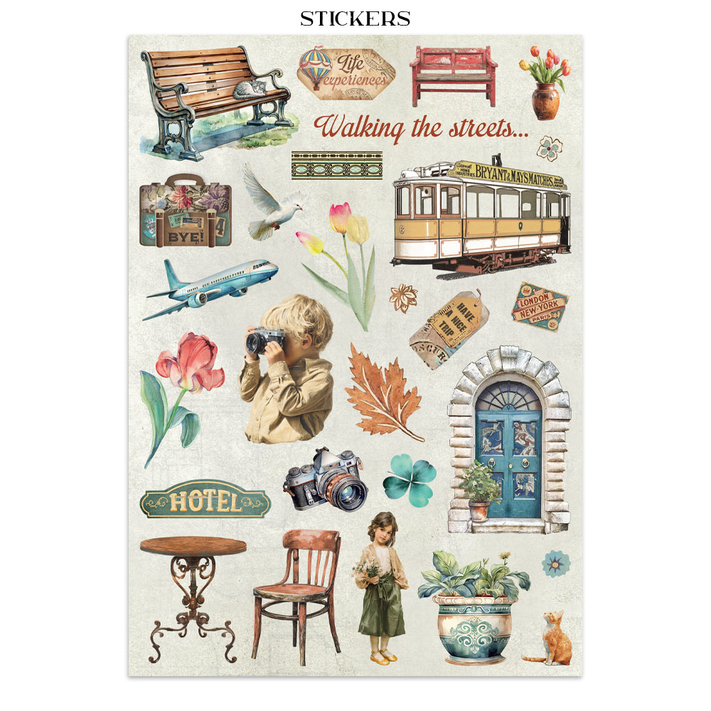 Stamperia - Printed Art Junk journal: stickers, cut-outs, backgrounds for Art and Craft - Art of Travelling - 15