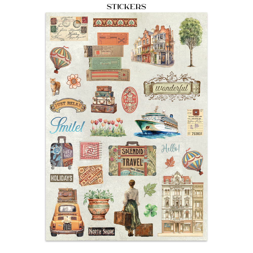Stamperia - Printed Art Junk journal: stickers, cut-outs, backgrounds for Art and Craft - Art of Travelling - 9