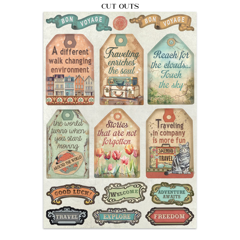 Stamperia - Printed Art Junk journal: stickers, cut-outs, backgrounds for Art and Craft - Art of Travelling - 14