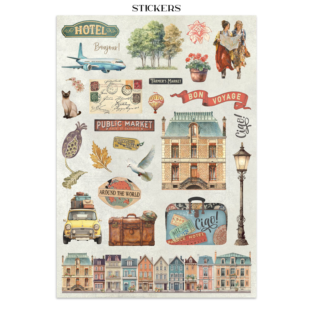 Stamperia - Printed Art Junk journal: stickers, cut-outs, backgrounds for Art and Craft - Art of Travelling - 16