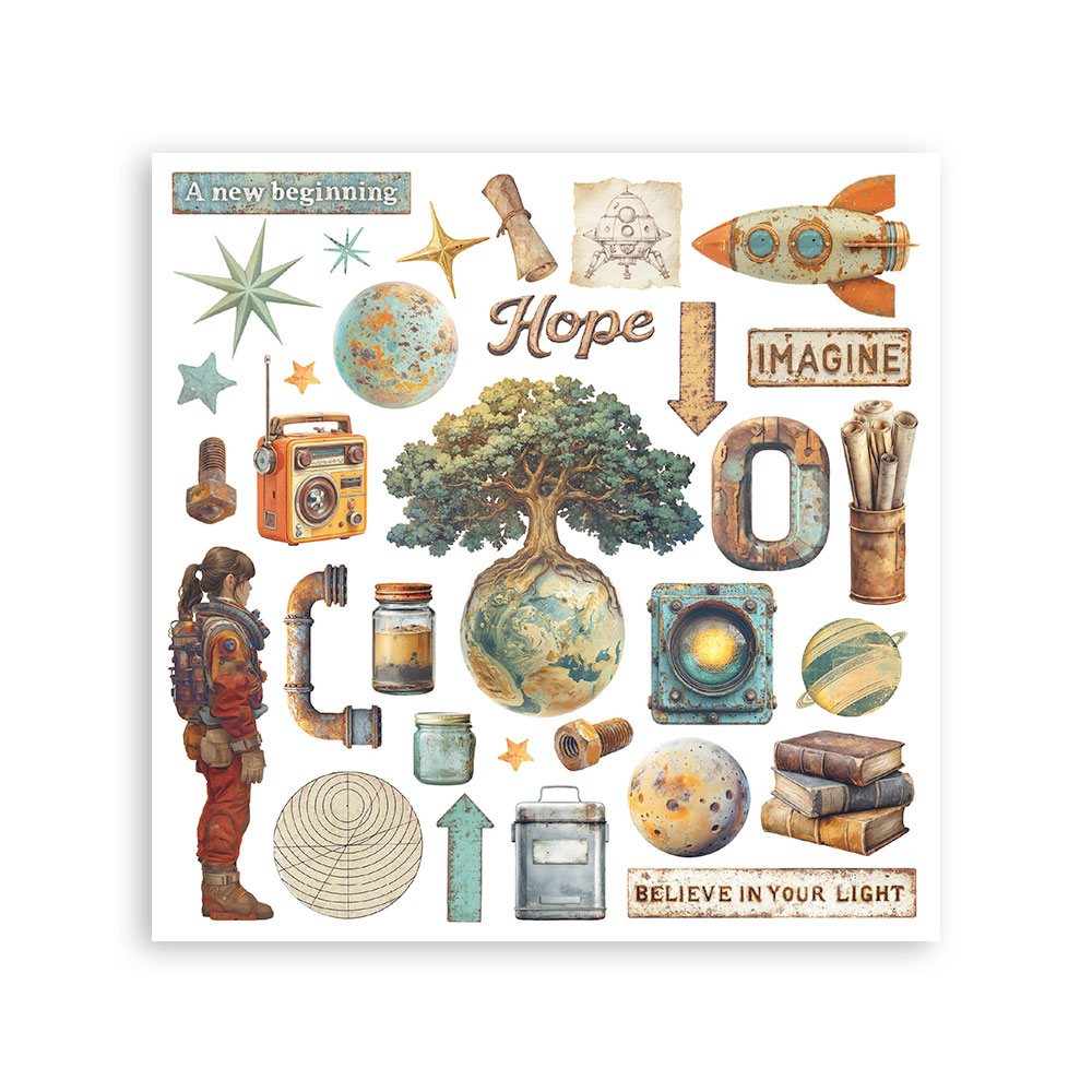 Stamperia - Rub on kit cm 15,5x15,5 - 6 pages A new Beginning - 7