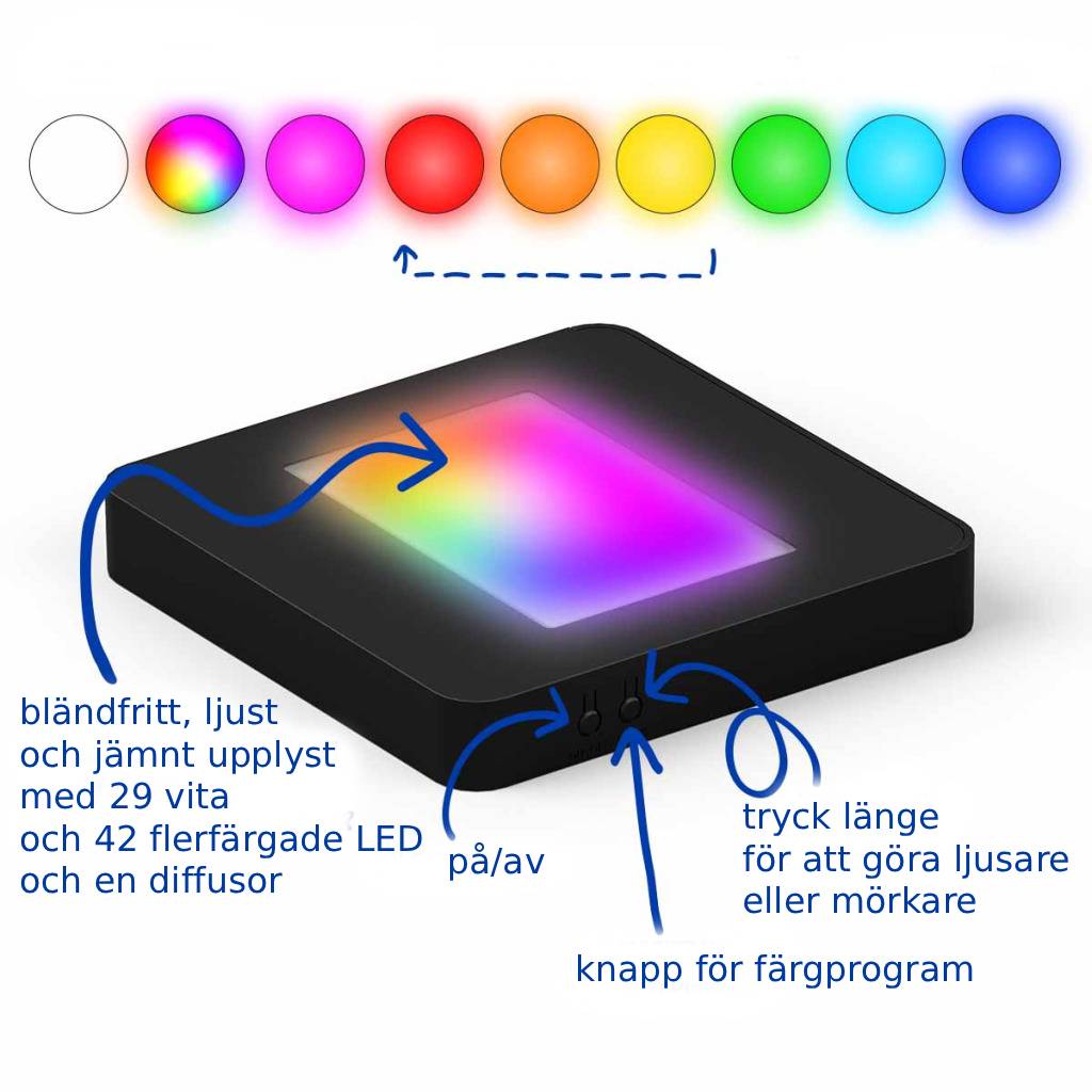 LED Lighting with Adjustable Color and Dimming, Size L (13 × 13 × 2 cm) - 3