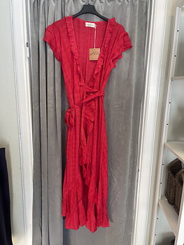 Coconut Milk Long Wrap Dress Red