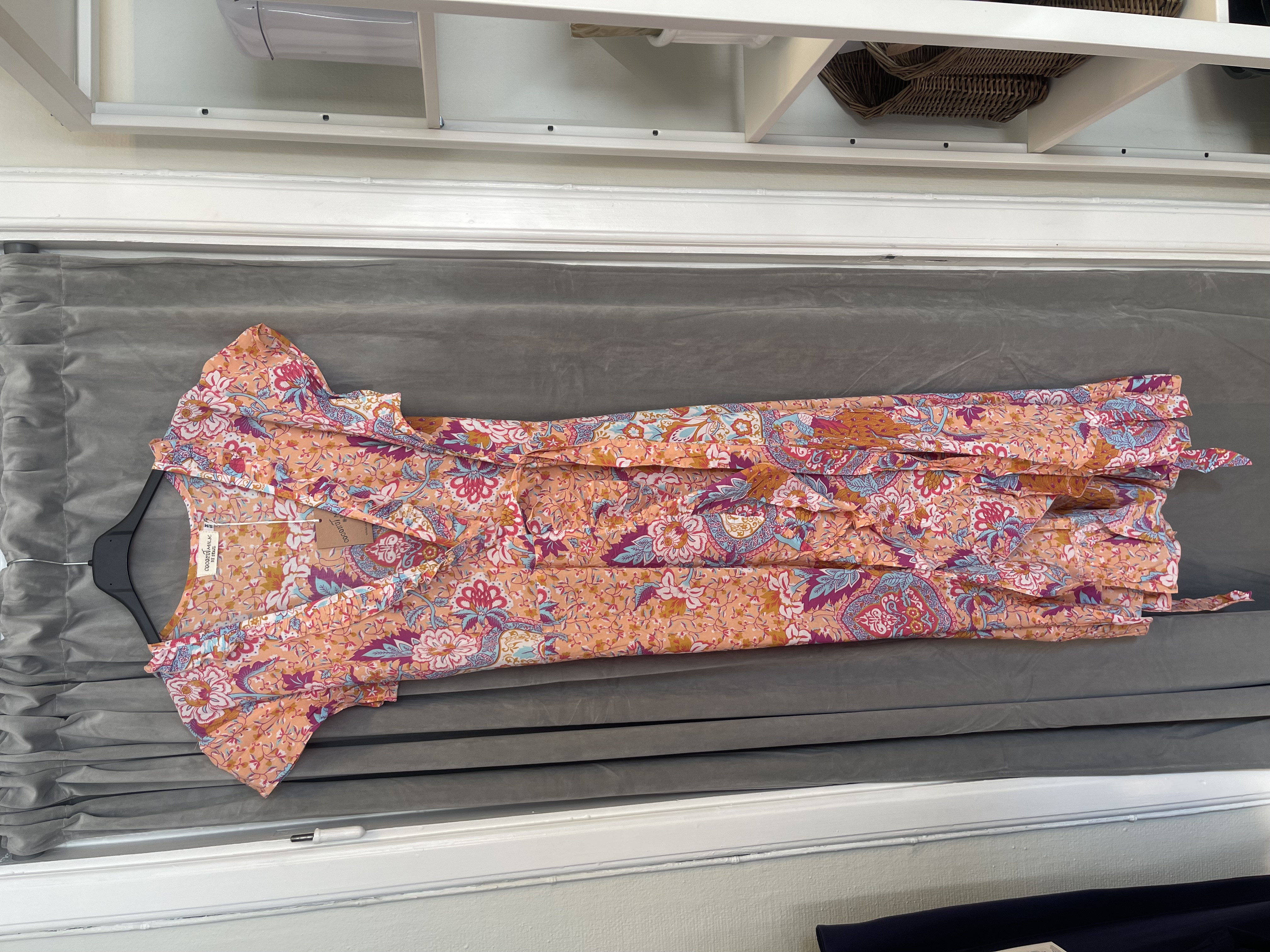 Coconut Milk Long Wrap Orange/Turquise Flower 
