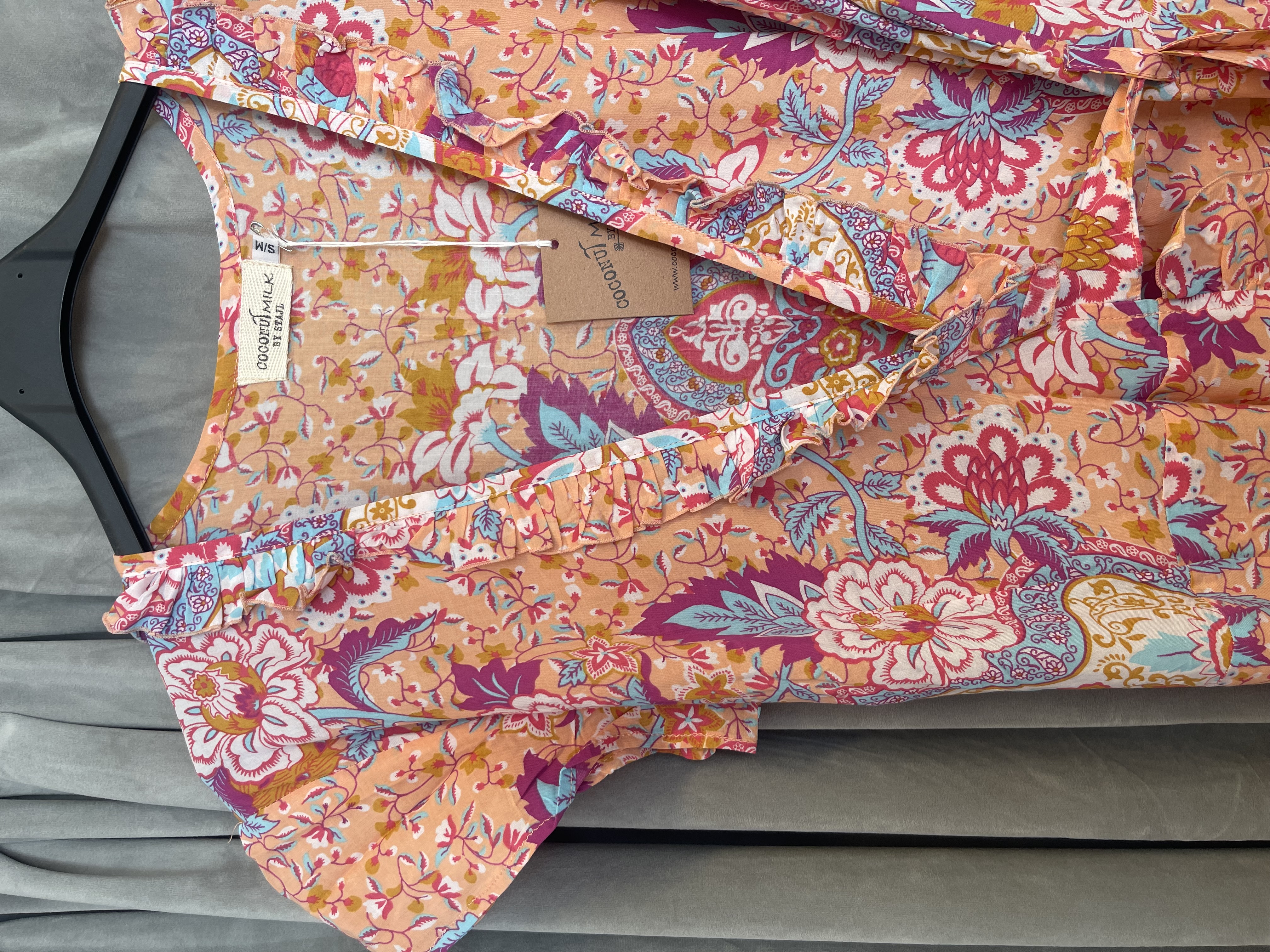 Coconut Milk Long Wrap Orange/Turquise Flower  - 2