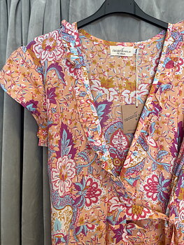 Coconut Milk Long Wrap Orange/Turquise Flower 