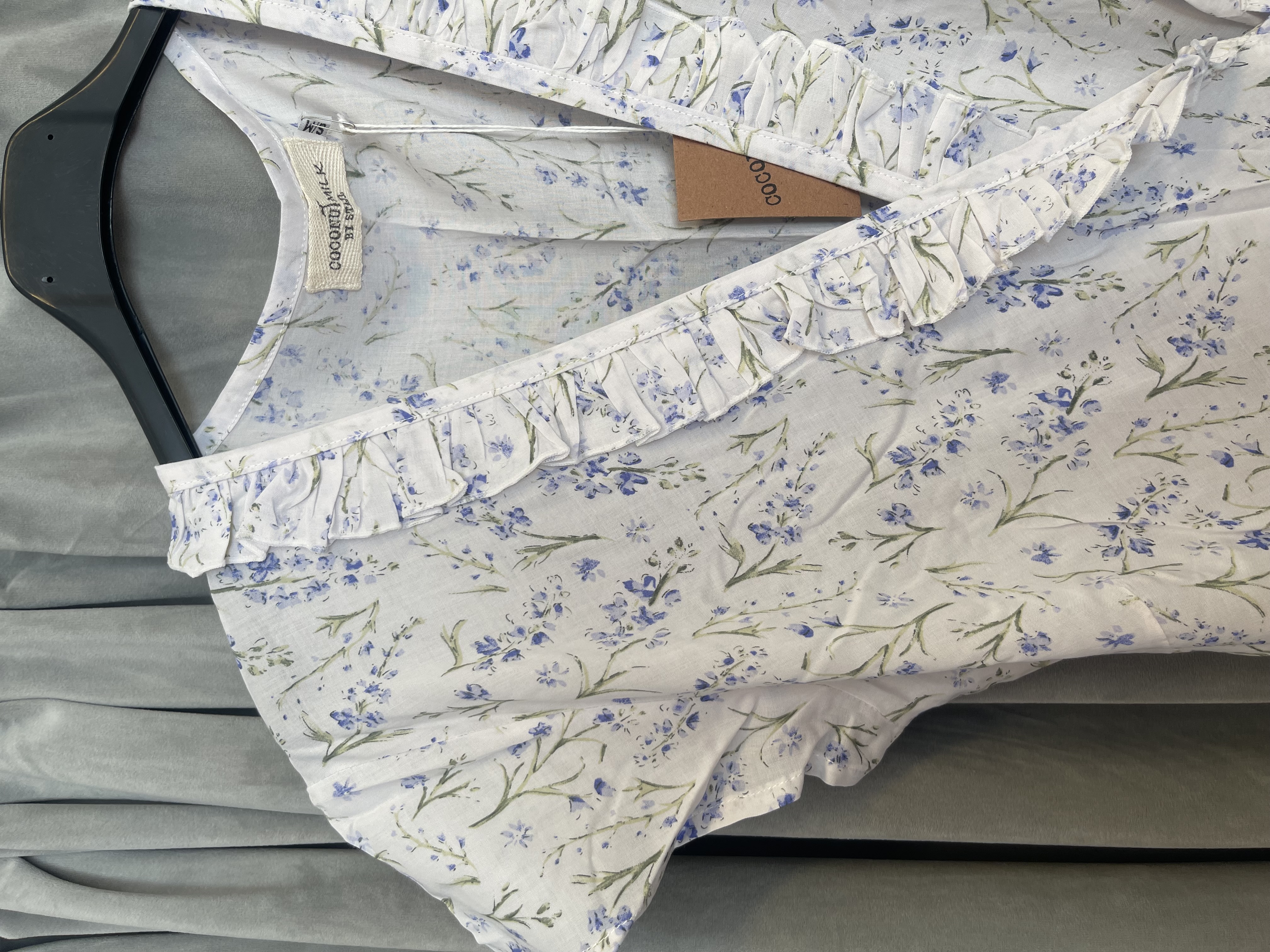 Coconut Milk Long Wrap Blue/ Flower 
