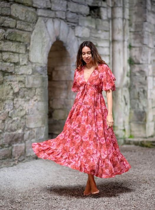 Coconut Milk Bao Bao Dress Red/Pink Flower