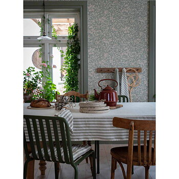 DUK - RANDIG LINDGRÖN/VIT