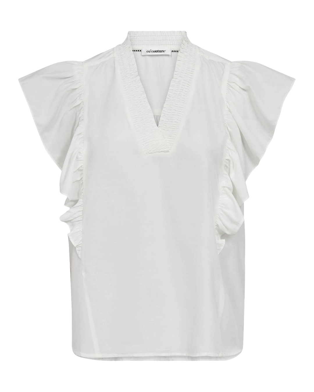 Topp Sunrise Frill v-ringad offwhite