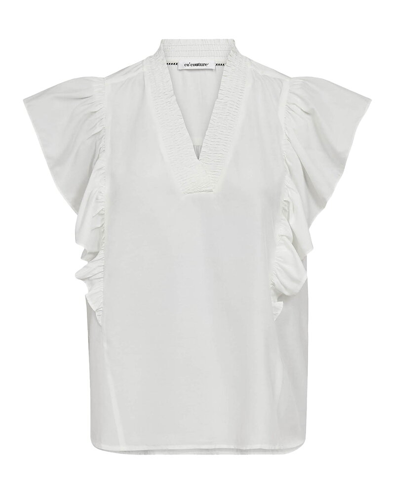 Topp Sunrise Frill v-ringad offwhite