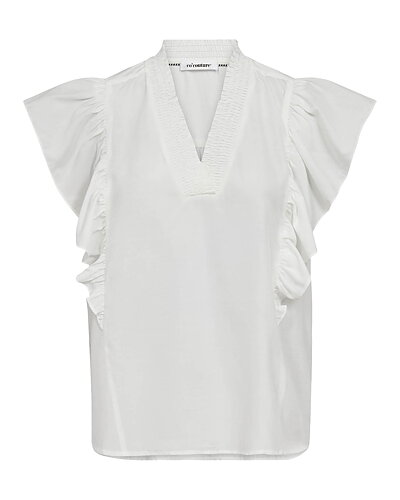 Topp Sunrise Frill v-ringad offwhite