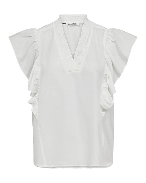 Topp Sunrise Frill v-ringad offwhite
