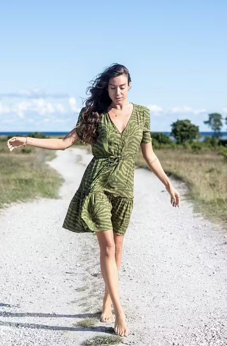 Coconut Milk Short Marni Dress Zebra Green