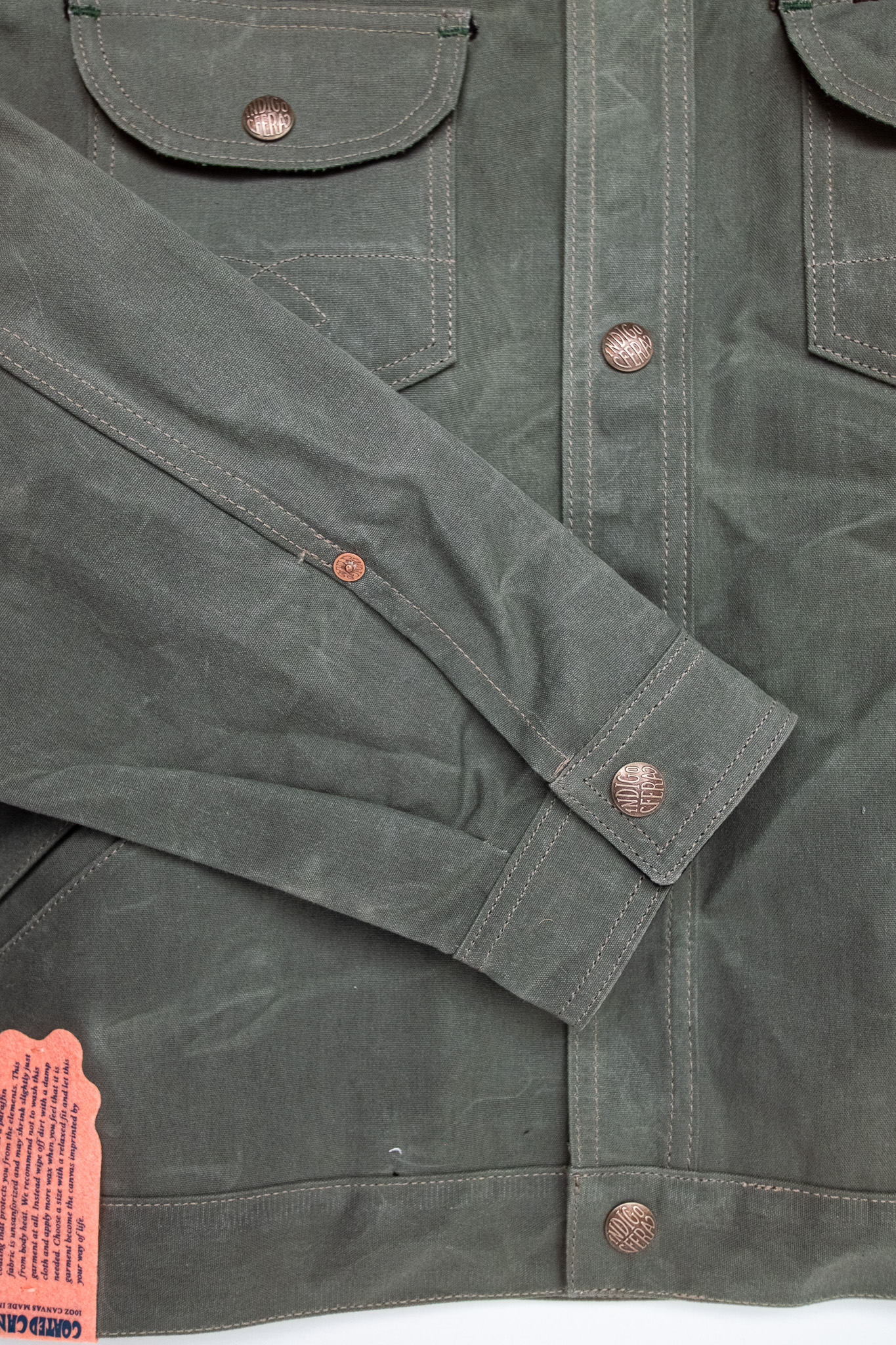Indigofera - Fargo Quarter Jacket Coated Canvas 10z Grey/Green - 7